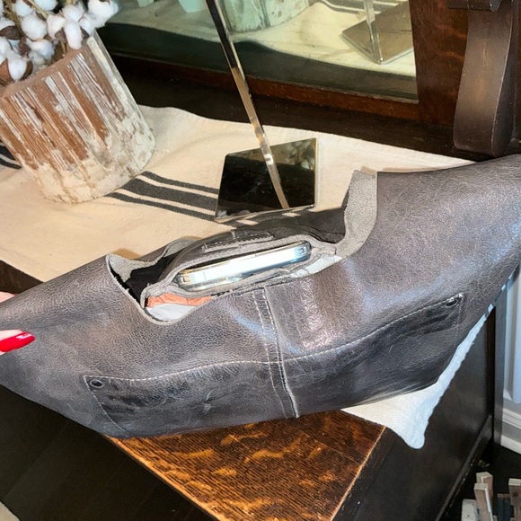 NWOT Bed Stu Leather Ariel Hobo Shoulder Bag Black Dip Dyed Retail $245 - Picture 9 of 12